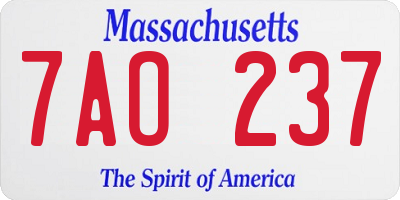 MA license plate 7AO237