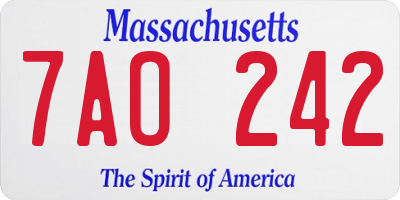 MA license plate 7AO242