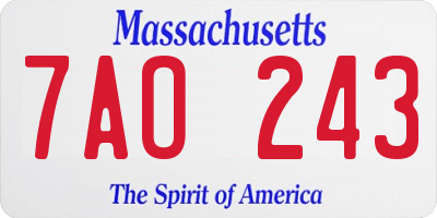 MA license plate 7AO243