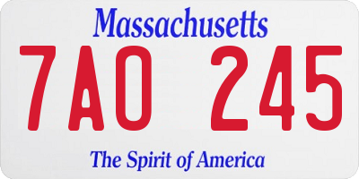 MA license plate 7AO245