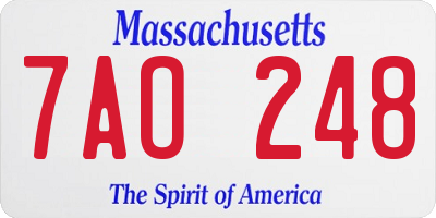 MA license plate 7AO248