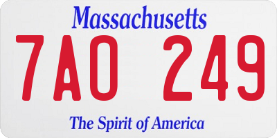 MA license plate 7AO249