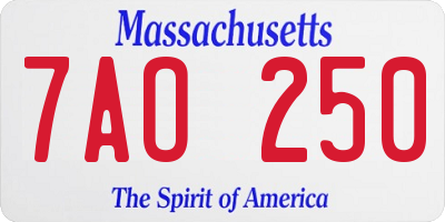 MA license plate 7AO250