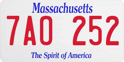MA license plate 7AO252