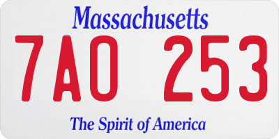 MA license plate 7AO253