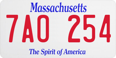 MA license plate 7AO254
