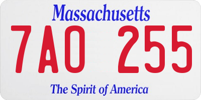 MA license plate 7AO255