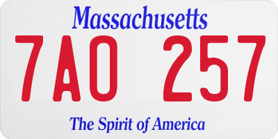 MA license plate 7AO257