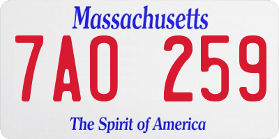 MA license plate 7AO259
