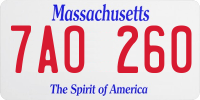 MA license plate 7AO260