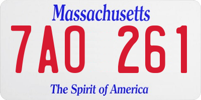MA license plate 7AO261
