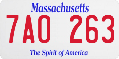 MA license plate 7AO263