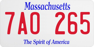 MA license plate 7AO265