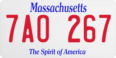 MA license plate 7AO267