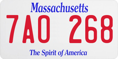 MA license plate 7AO268