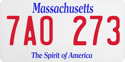 MA license plate 7AO273