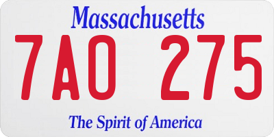 MA license plate 7AO275