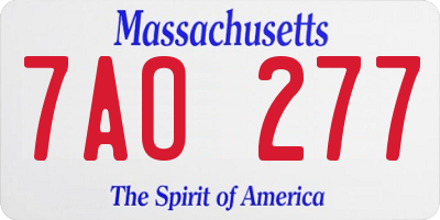 MA license plate 7AO277