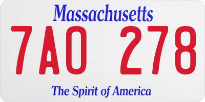 MA license plate 7AO278