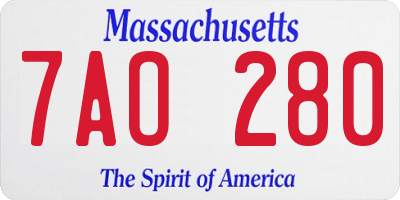 MA license plate 7AO280