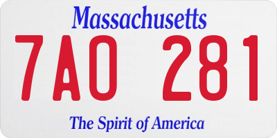 MA license plate 7AO281