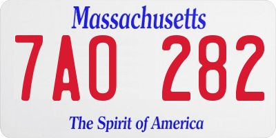 MA license plate 7AO282