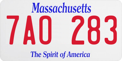 MA license plate 7AO283