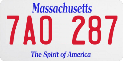 MA license plate 7AO287