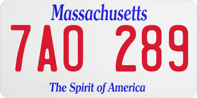 MA license plate 7AO289