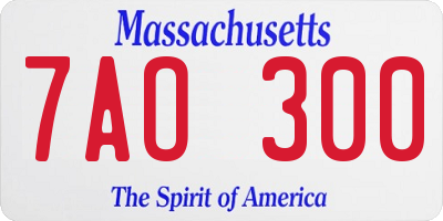 MA license plate 7AO300