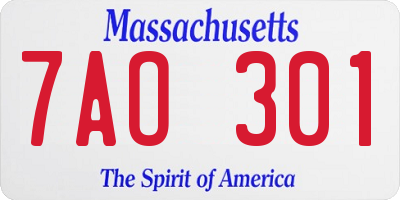 MA license plate 7AO301