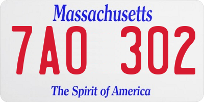 MA license plate 7AO302