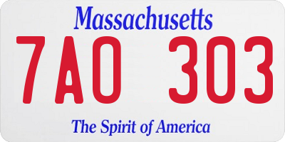 MA license plate 7AO303