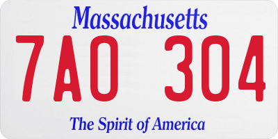 MA license plate 7AO304