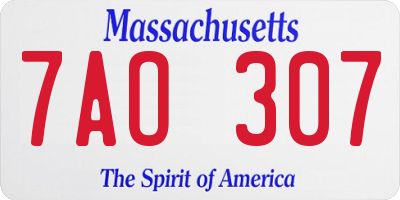 MA license plate 7AO307