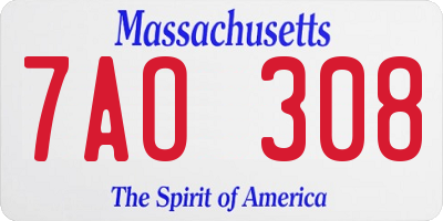 MA license plate 7AO308