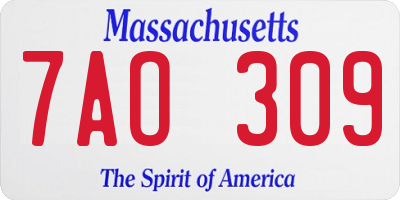 MA license plate 7AO309