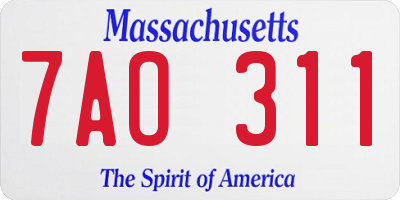 MA license plate 7AO311