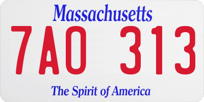MA license plate 7AO313