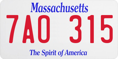 MA license plate 7AO315