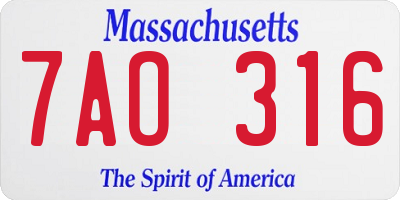 MA license plate 7AO316