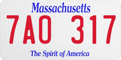 MA license plate 7AO317