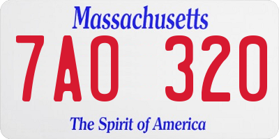 MA license plate 7AO320