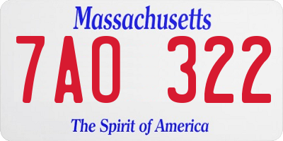 MA license plate 7AO322
