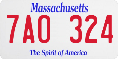 MA license plate 7AO324