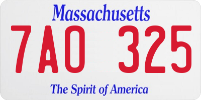 MA license plate 7AO325