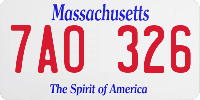 MA license plate 7AO326