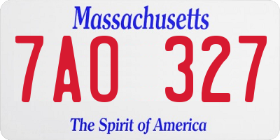 MA license plate 7AO327