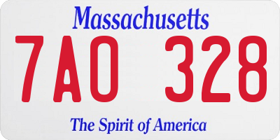 MA license plate 7AO328