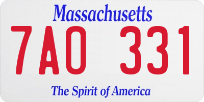 MA license plate 7AO331